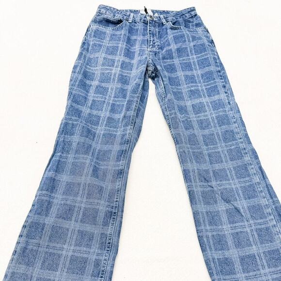 Ragged Plaid Patterned Denim Jeans RJSS21010010DN SIZE 28 - Picture 6 of 11